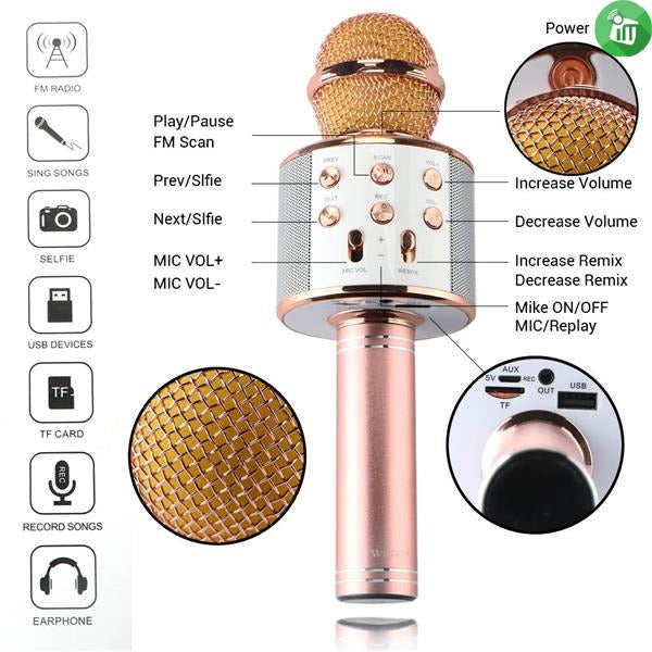 Bluetooth Microphone Karaoke Wireless Microphone Professional Speaker Handheld