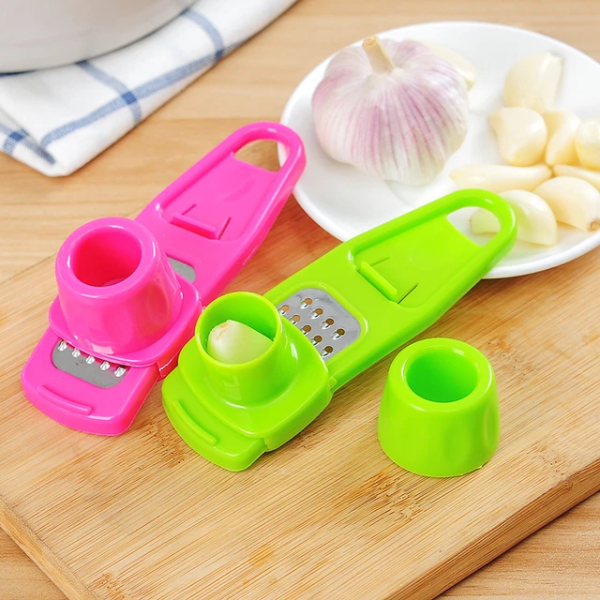 Garlic Press Grater Slicer Plastic Grinding Tool Kitchen Accessories(random Color )