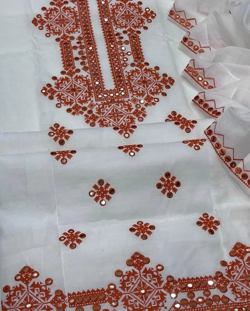 2 Pcs Women's Unstitched Sequins Embroidered Suit