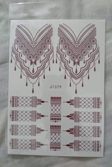 Elegant Brown Self-Adhesive Mehndi Sticker for Stunning Body Art