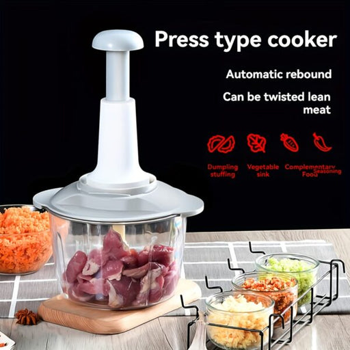 Hand cranked manual vegetable chopper