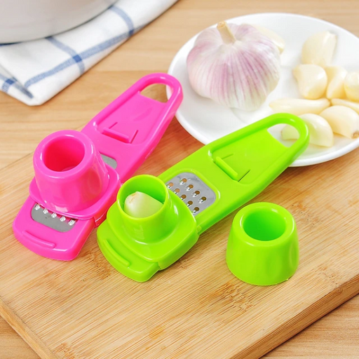 Garlic Press Grater Slicer Plastic Grinding Tool Kitchen Accessories(random Color )