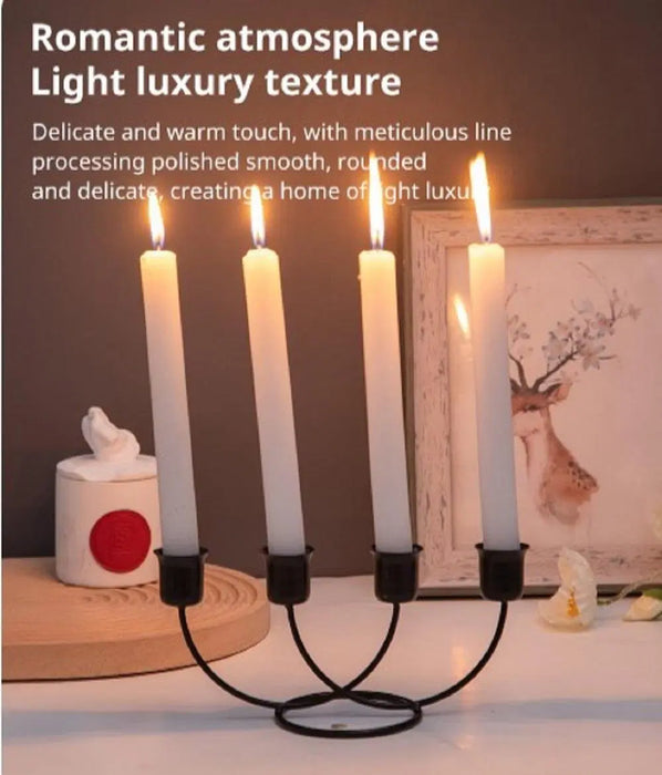 Elegant Black and Golden Candle Stand - 1 Pc