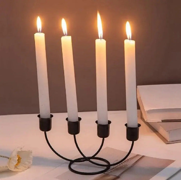 Elegant Black and Golden Candle Stand - 1 Pc