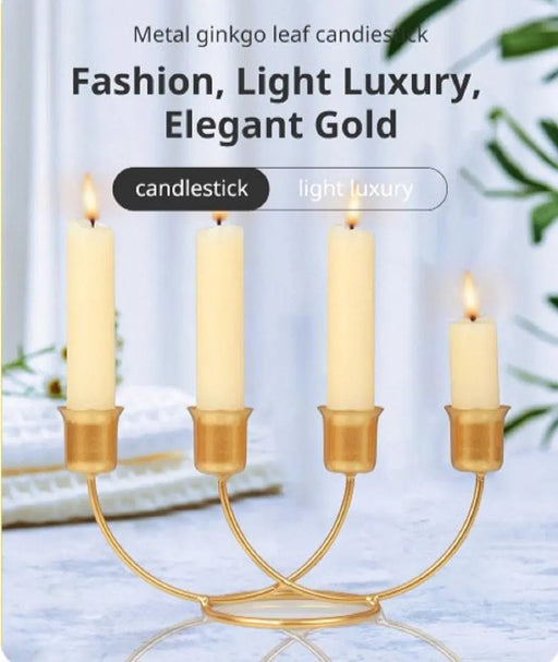 Elegant Black and Golden Candle Stand - 1 Pc