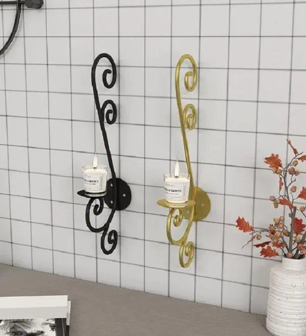 Stunning Golden & Black Candle Stand - 1 Pc Metal Decor
