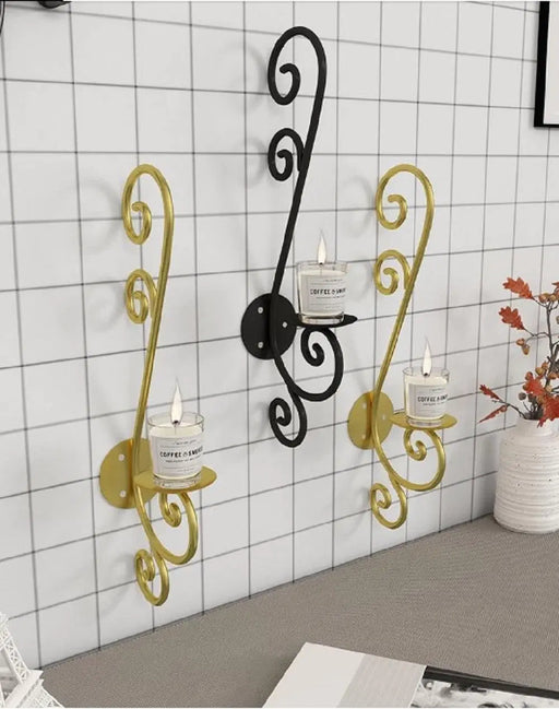 Stunning Golden & Black Candle Stand - 1 Pc Metal Decor