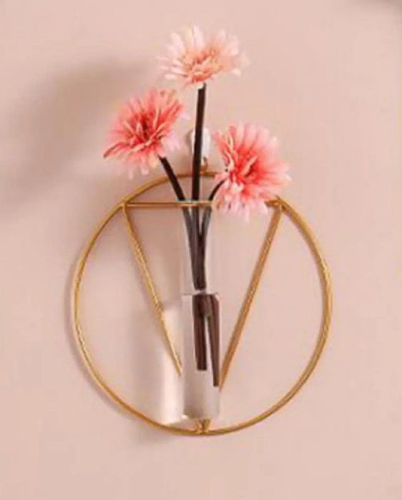 4pc Wall-mounted Glass Vase Home Decor Wall Decoration Iron Hanging Flower Vases Hydroponic Plants Container