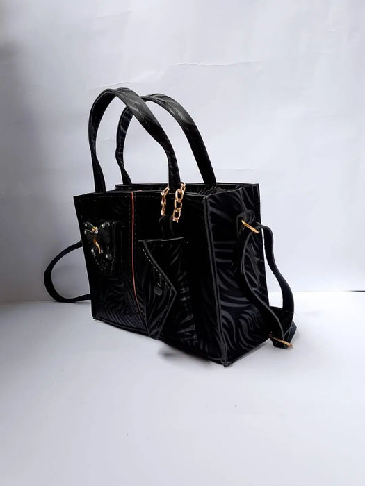 Women's PU Leather Beaded Hand Bag Set