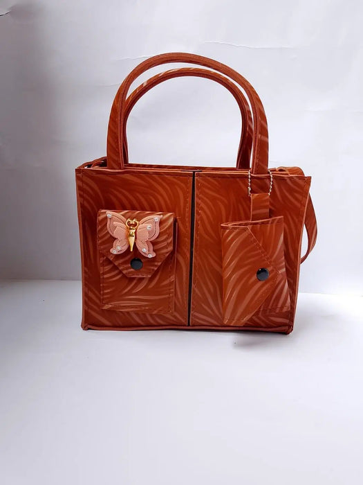 Women's PU Leather Beaded Hand Bag Set