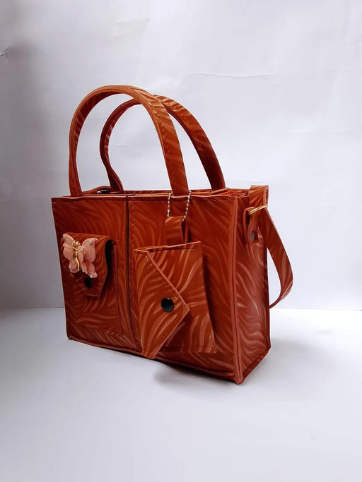 Women's PU Leather Beaded Hand Bag Set