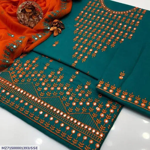3 Pcs Women's Unstitched Embroidered Suit