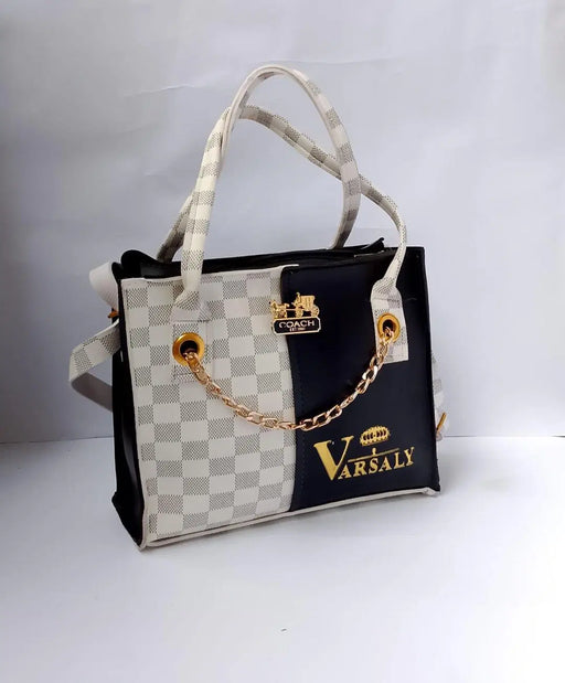 Stylish Women's Black PU Leather Textured Hand Bag - 1 Pc