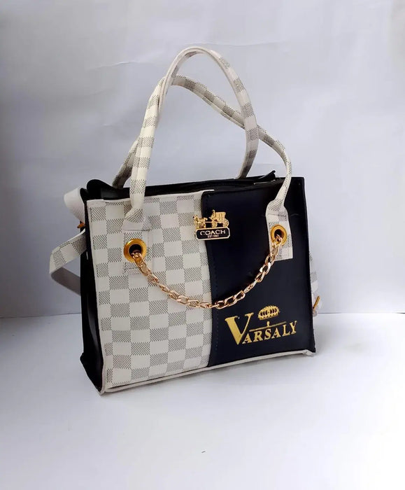 Stylish Women's Black PU Leather Textured Hand Bag - 1 Pc
