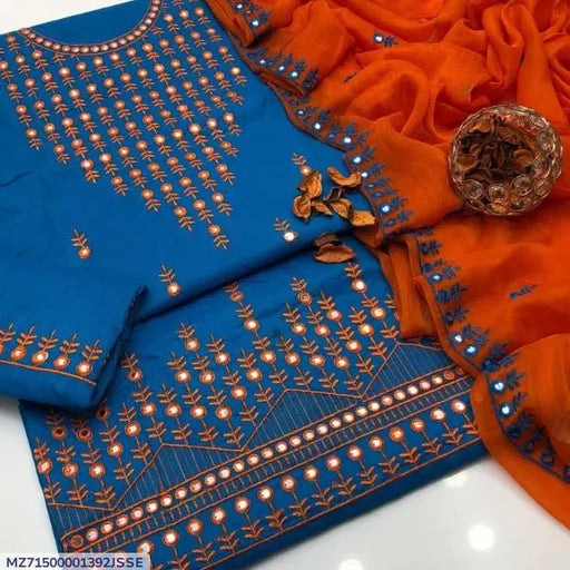 3 Pcs Women's Unstitched Embroidered Suit