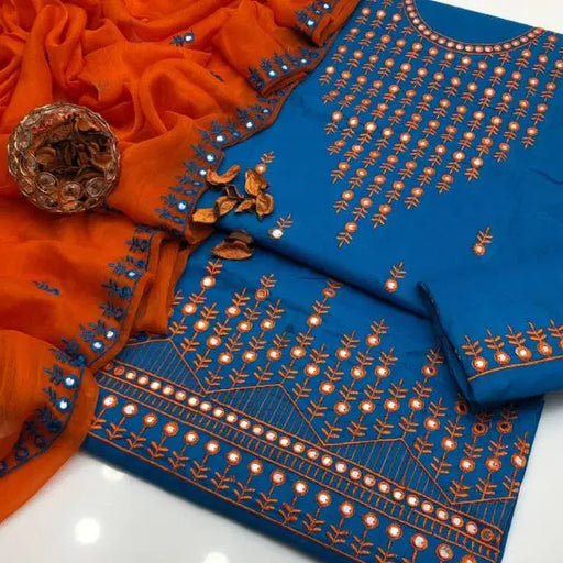 3 Pcs Women's Unstitched Embroidered Suit