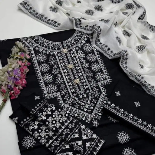 3 Pcs Women's Unstitched Embroidered Suit