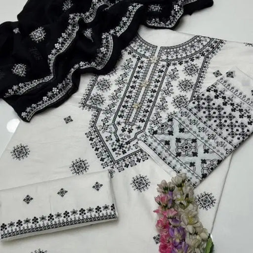 3 Pcs Women's Unstitched Embroidered Suit