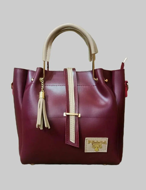 Women's PU Leather Plain Hand Bag Set