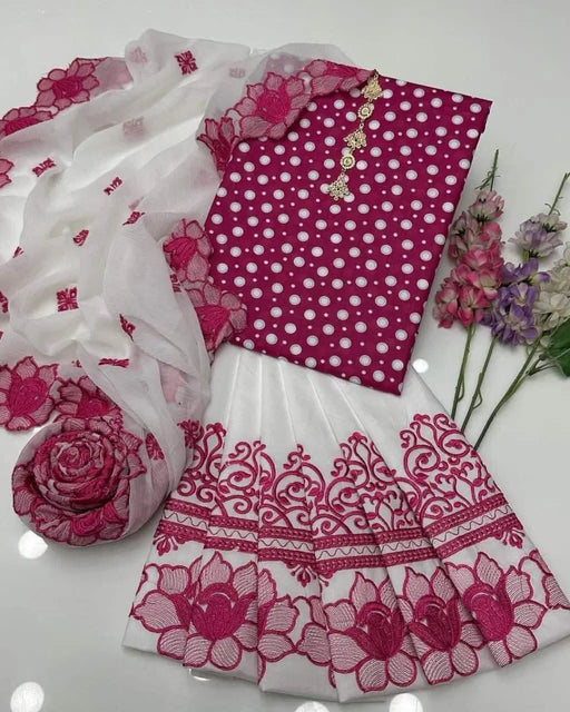 3 Pcs Women's Unstitched Printed Embroidered Suit