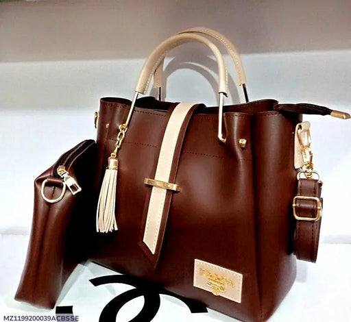 Women's PU Leather Plain Hand Bag Set