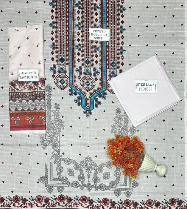 3 Pcs Women's Unstitched Printed Suit