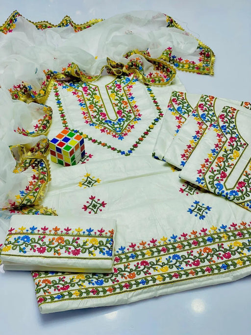 3 Pcs Women's Unstitched Embroidered Suit