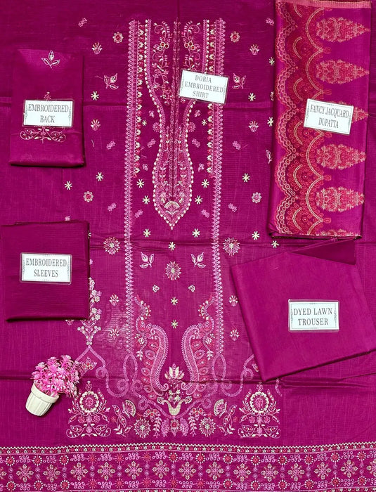 3 Pcs Women's Unstitched Embroidered Suit