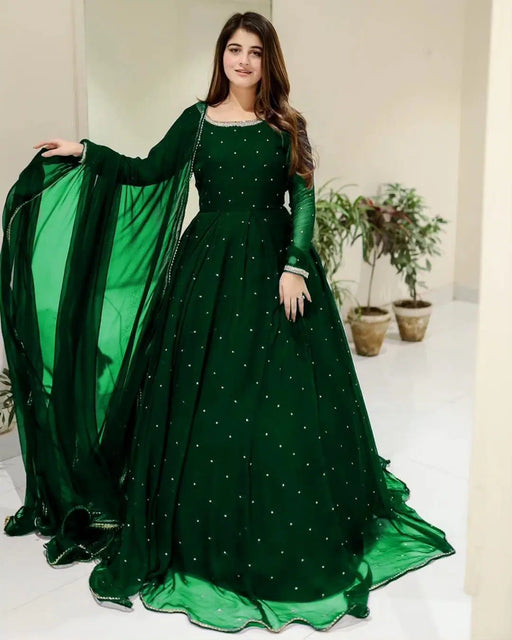 3 Pcs Women's Stitched Embroidered Maxi Suit