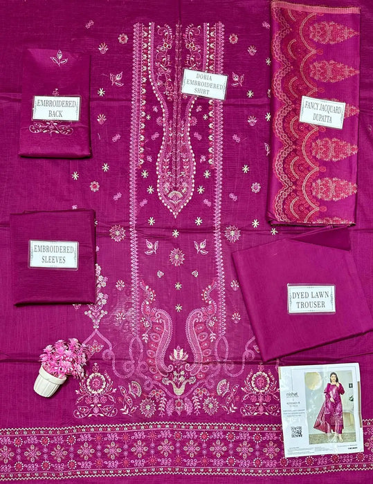 3 Pcs Women's Unstitched Embroidered Suit