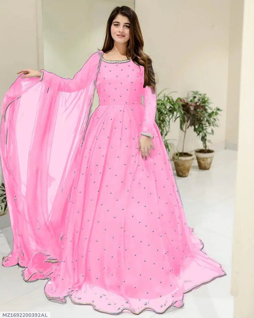 3 Pcs Women's Stitched Embroidered Maxi Suit