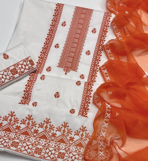 3 Pcs Women's Unstitched Embroidered Suit