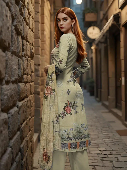 3 Pcs Women's Unstitched Printed Suit