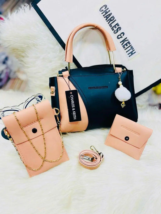 Women's Rexine Plain Hand Bag Set