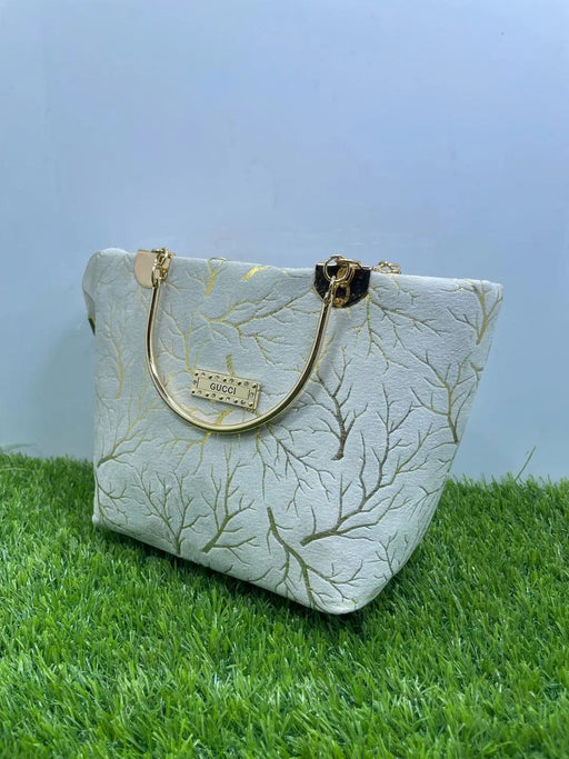 Chic Girl's Velvet Printed Hand Bag - 1 Pc