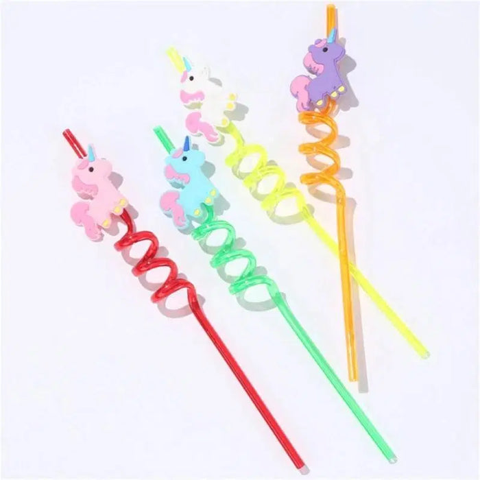 4 Pcs Reusable Unicorns Drinking Plastic Straws