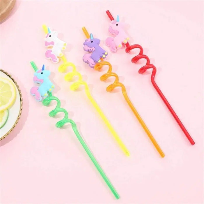 4 Pcs Reusable Unicorns Drinking Plastic Straws