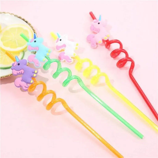 4 Pcs Reusable Unicorns Drinking Plastic Straws