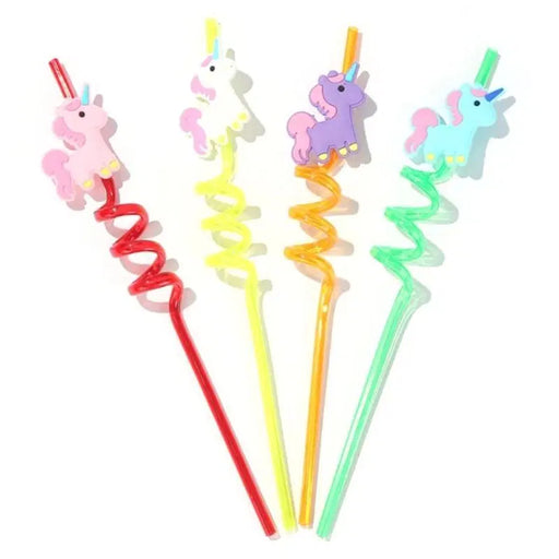4 Pcs Reusable Unicorns Drinking Plastic Straws
